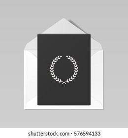 Envelope with postcard realistic mockup