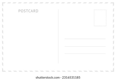 Envelope Postcard Template with Place for Message and Mail Stamp. Vector illustration of Design of Blank Post Card