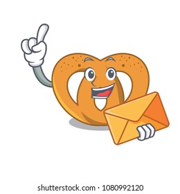With envelope pretzel character cartoon style