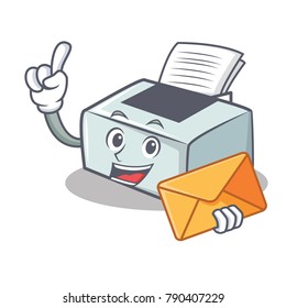 With envelope printer character cartoon style