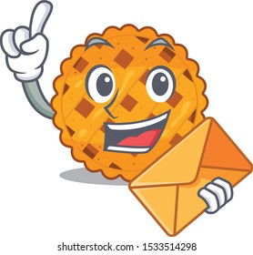 With envelope pumpkin pie in the cartoon shape