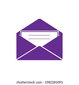 Envelope purple icon on a white background. 