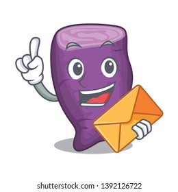 With envelope purple sweet purple in cartoon shape