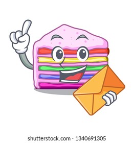 With envelope rainbow cake isolated in the character