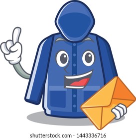 With envelope raincoat isolated with in the mascot