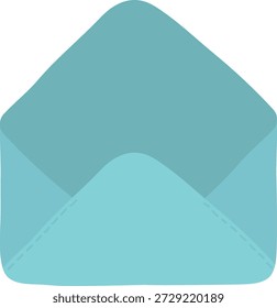 Sobre con solapa elevada y costura curva, bolsillo de correo vacío con esquinas redondeadas suaves. Símbolo de mensaje, bandeja de entrada, comunicación, boletín, invitación, contacto. Ilustración vectorial de dibujos animados.