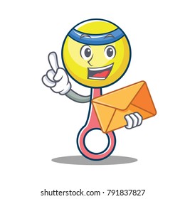 With envelope rattle toy character cartoon