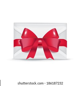 envelope with red bow isolated on white background 