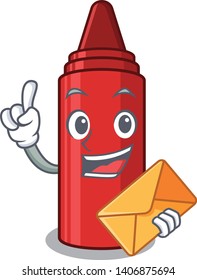 With envelope red crayon in the character shape