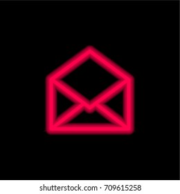 Envelope red glowing neon ui ux icon. Glowing sign logo vector