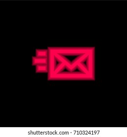 Envelope red glowing neon ui ux icon. Glowing sign logo vector