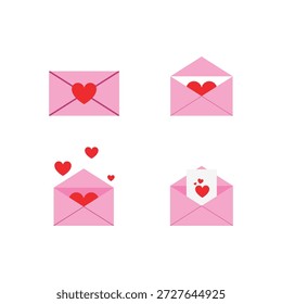 Envelope com coração vermelho adequado para o dia dos namorados, notas de amor, convites românticos