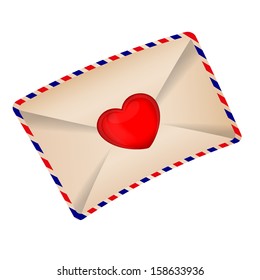 Envelope with red heart for valentine day - vector icon 