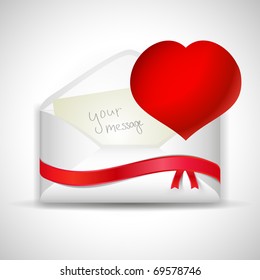 Envelope with red heart. Vector.