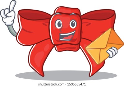 With envelope red ribbon bow isolated the character