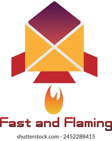 an envelope with red ribbons above a flame. This design conveys a sense of speed, energy, and efficiency