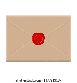 Envelope with red wax seal vector design illustration isolated on white background