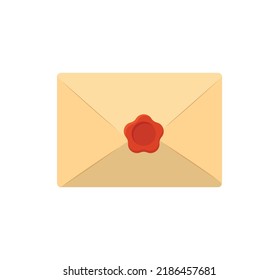 Envelope with red wax seal. Vector illustration. eps 10