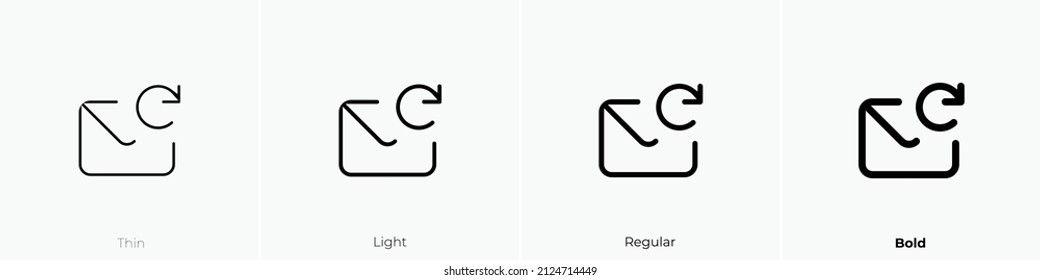envelope redo icon. Thin, Light Regular And Bold style design isolated on white background