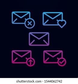 Envelope, remove, heart, upload, check sign nolan icon. Simple thin line, outline vector of web icons for ui and ux, website or mobile application