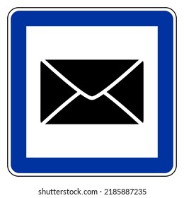 Envelope and road sign on white