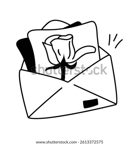 An envelope with a rose, symbolizing a heartfelt romantic message