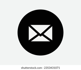 Sobre Icono Ronda Correo Electrónico Correo Electrónico Mensaje Circular Botón Aplicación Post Boletín Postal Forma Blanca Negro Vector Clásico Símbolo De Cartas De Dibujo