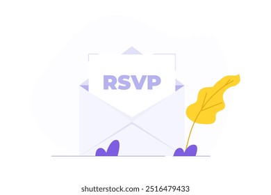 
Envelope with RSVP text. Vector illustration.