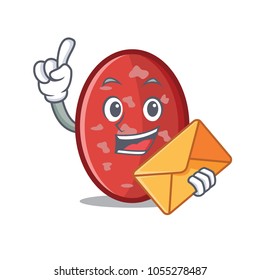 With envelope salami character cartoon style With envelope salami character cartoon style