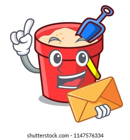 With envelope sand bucket character cartoon