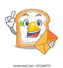 With envelope sandwich with shape in egg cartoon