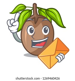 With envelope sapodilla fruit isolated on the mascot
