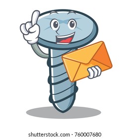 With envelope screw character cartoon style