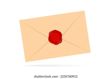 Envelope with seal. Vector envelope. Folded envelope mockup isolated on a white background. Vector illustration