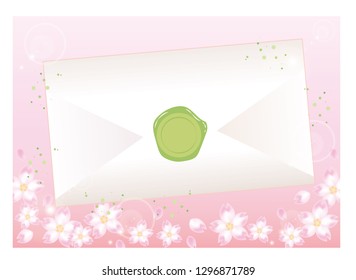 Envelope and sealed - Cherry Blossoms Background