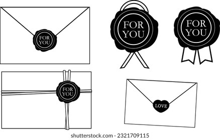 Envelope and sealing wax seal black