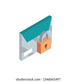 envelope security correspondence postal mail isometric vector illustration