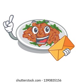 With envelope sesame chicken isolated with the cartoon