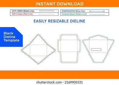 Envelope set dieline template and 3D envelope design