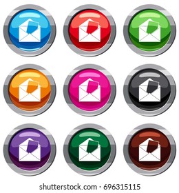 Envelope set icon isolated on white. 9 icon collection vector illustration