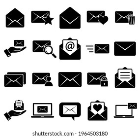 Envelope set icons, letter, mail, logo isolated on white background