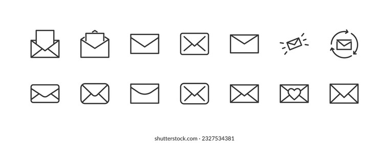 envelope set of simple line icons. Collection of web icons for UIUX design. Editable vector stroke 48x48 Pixel Perfect