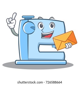 With envelope sewing machine emoticon character