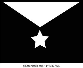 an envelope shaped icon in black and white with a star