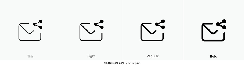 envelope share icon. Thin, Light Regular And Bold style design isolated on white background