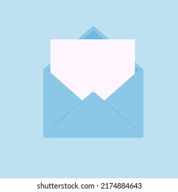 envelope with sheet of empty paper. mail concept. vector illustration in flat style eps 10