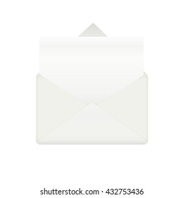 Envelope with sheet of paper. Paper blank for document letter message, vector illustration