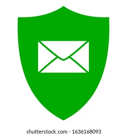 Envelope and shield on white