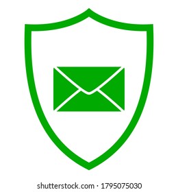 Envelope and shield on white
