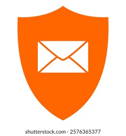 Envelope and shield on white